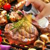 Olive Oil Sprayer 2Pcs Oil Dispenser Mister Refillable Stainless Steel Glass Vinegar Bottle w/ Measurement Oil Control Diet For Cooking BBQ Roast Sala