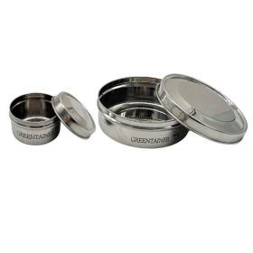 Greentainers BPA Free Stainless Steel Round 2 Piece  Container Snack Set with Lid