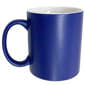 11oz Matte Cobalt Blue C-Handle Ceramic Mug with White Interior