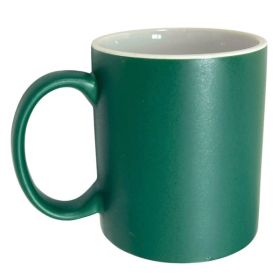 11oz Matte Green C-Handle Ceramic Mug with White Interior
