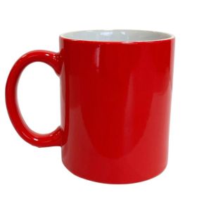 11oz Red C-Handle Ceramic Mug with White Interior