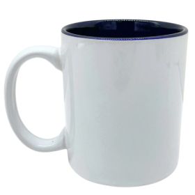 11oz White C-Handle Ceramic Mug with Cobalt Interior