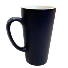 16oz Large Matte Black Cafe Ceramic Mug with White Interior