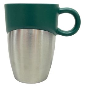 12oz  Matte Green Ceramic Mug with Stainless Steel