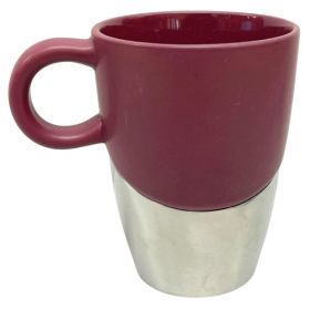 12oz  Matte Maroon Ceramic Mug with Stainless Steel