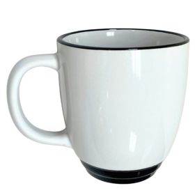 12oz White Bistro Ceramic Mug with Black Trim & Base