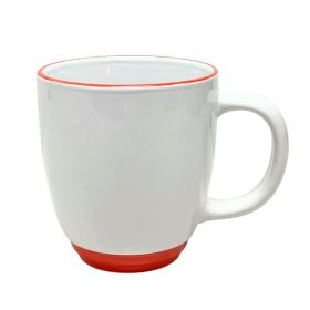 12oz White Bistro Ceramic Mug with Orange Trim & Base