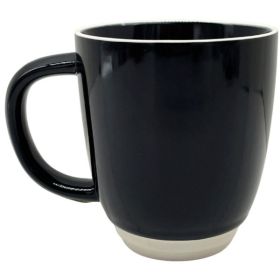 12oz Black Bistro Ceramic Mug with Almond Trim & Base