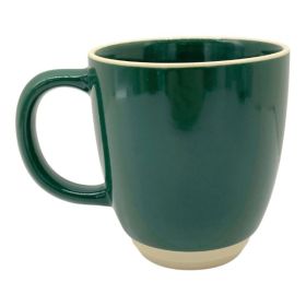 12oz Green Bistro Ceramic Mug with Almond Trim & Base
