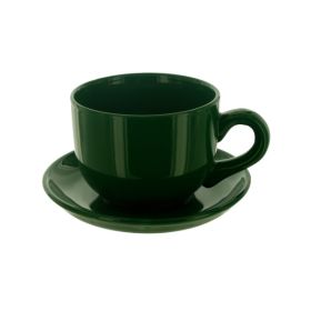 20 Oz. Green Ceramic Mug With Saucer