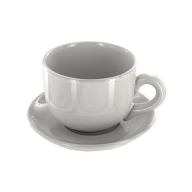 14 Oz White Mug W/Saucer