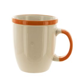 12-Ounce White Mug with Orange Trim