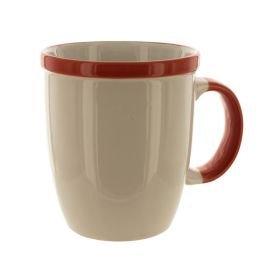 12-Ounce White Mug with Coral Trim