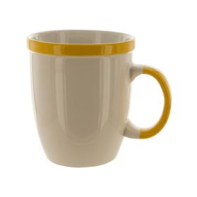 12-Ounce White Mug with Yellow Trim