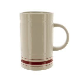 16-Ounce White Mug with Maroon Stripes