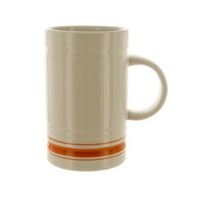16-Ounce White Mug with Orange Stripes