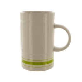 16-Ounce White Mug with Green Stripes