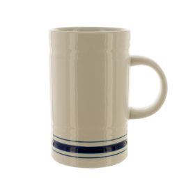 16-Ounce White Mug with Cobalt Stripes