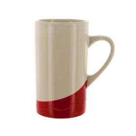 16-Ounce White Ceramic Mug with Red Base