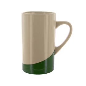 16-Ounce White Ceramic Mug with Green Base