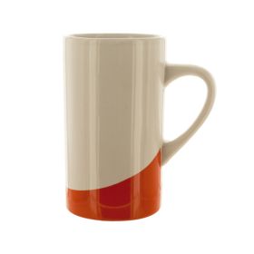 16-Ounce White Ceramic Mug with Orange Base
