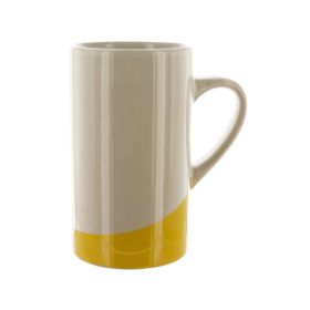 16-Ounce White Ceramic Mug with Yellow Base