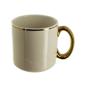 White Ceramic Mug with Gold Rim &amp; Handle