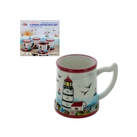 4 Piece Light House Ceramic Mug Set